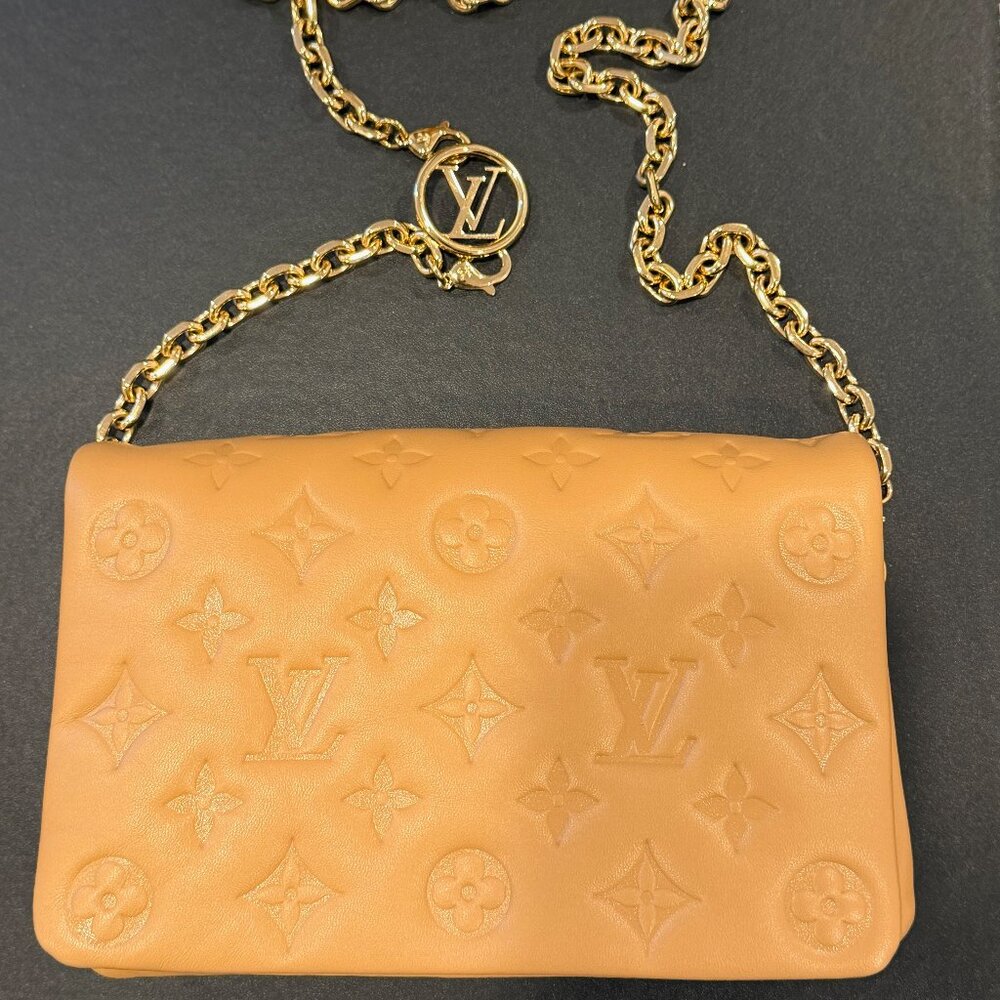 Louis Vuitton Coussin Pochette – Monogram Lambskin Chain Bag in Camel